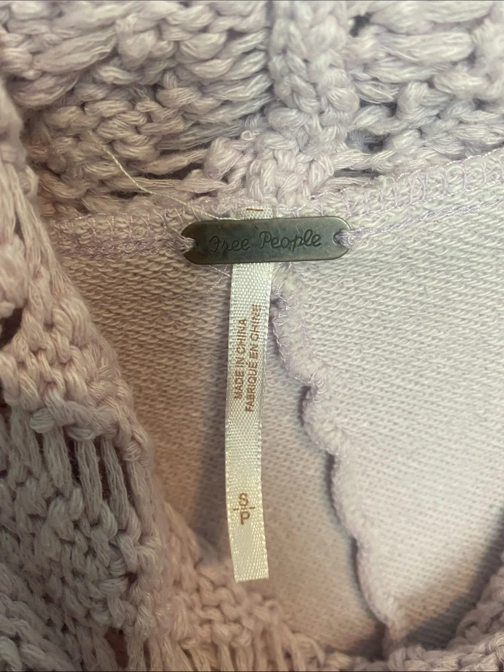 Free People Lavender Crochet-Trim Cowl Pullover Sweater - Women